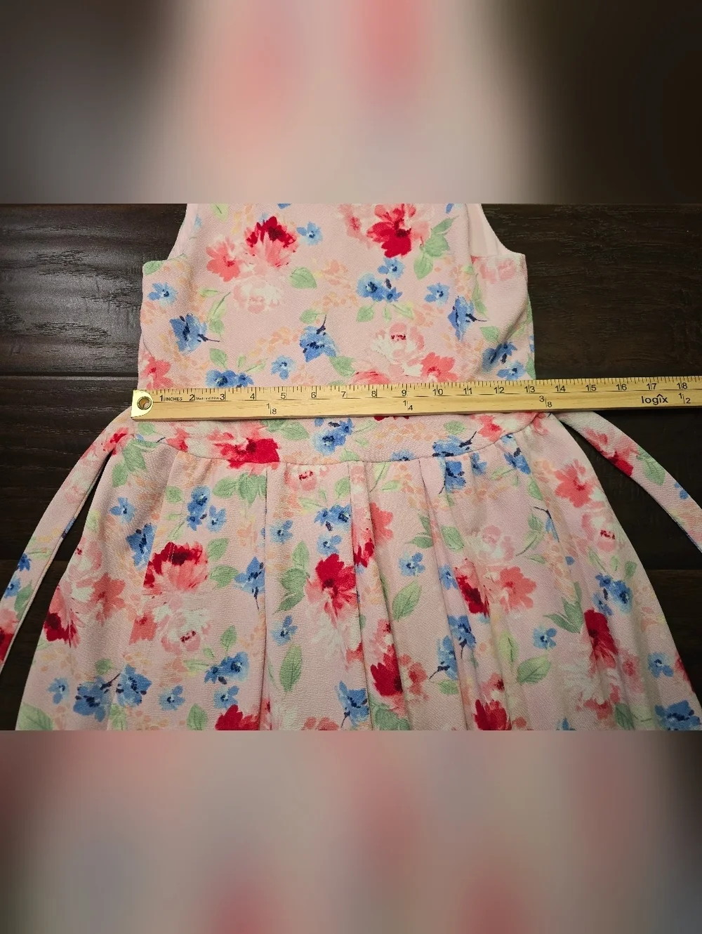 Wonder Nation Girls Pink Floral Sleeveless Special Occasion Dress Size 12
